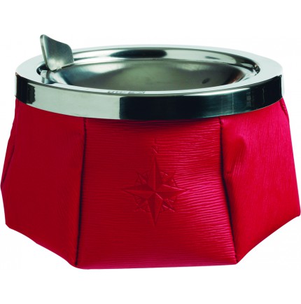 Cendrier rouge antidérapant simili cuir avec couvercle Cendrier rouge antidérapant simili cuir avec couvercle