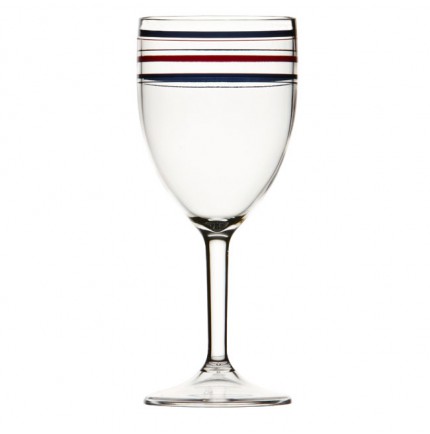 6 verres à pied rayures bleues marine - "MONACO" 6 verres à pied rayures bleues marine - "MONACO"