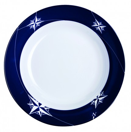 6 assiette à soupe creuse à bordures bleues marine