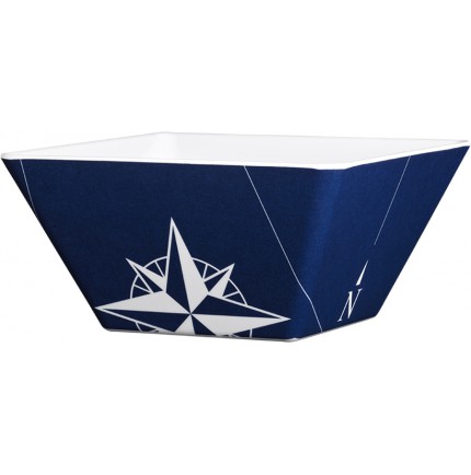 6 bols bleus marine carrés à sérigraphie rose des vents - "NORTHWIND" 6 bols bleus marine carrés à sérigraphie rose des vents - "NORTHWIND"