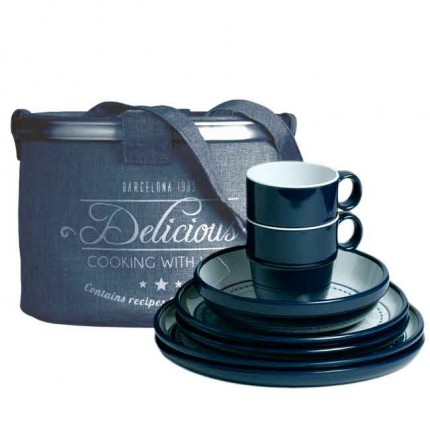Coffret vaisselle 16 pièces : assiettes + mugs + saladier - "COLUMBUS" Coffret vaisselle 16 pièces : assiettes + mugs + saladier - "COLUMBUS"