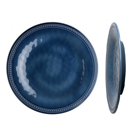 6 petites assiettes couleur indigo, contour perlé et effet terre cuite - "HARMONY" 6 petites assiettes couleur indigo, contour perlé et effet terre cuite - "HARMONY"