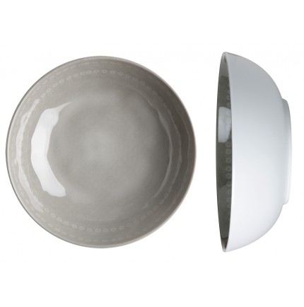 6 assiettes creuses effet terre cuite, grises et blanches - "ROSETTE" 6 assiettes creuses effet terre cuite, grises et blanches - "ROSETTE"