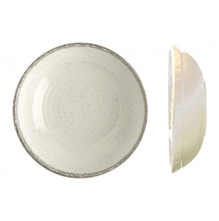 6 assiettes creuses couleur ivoire et liseré gris 6 assiettes creuses couleur ivoire et liseré gris