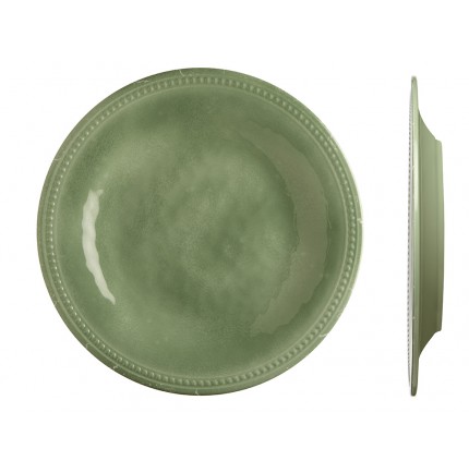6 assiettes plates verte pale contour perlé - "HARMONY" 6 assiettes plates verte pale contour perlé - "HARMONY"