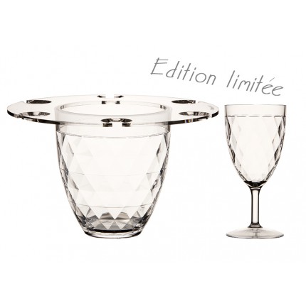 Pack seau, porte-verres et 6 verres à facettes Pack seau, porte-verres et 6 verres à facettes