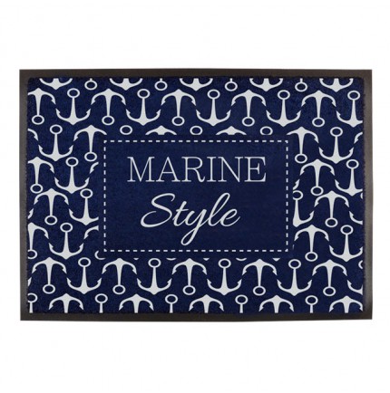 2 tapis de pont bleus antidérapants "Marine style" motif ancres 2 tapis de pont bleus antidérapants "Marine style" motif ancres