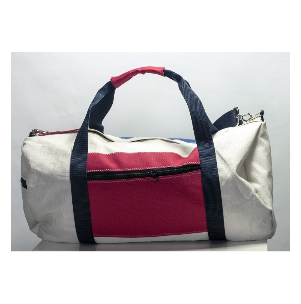 Grand sac de voyage blanc en voile recyclée 29 x 63 cm