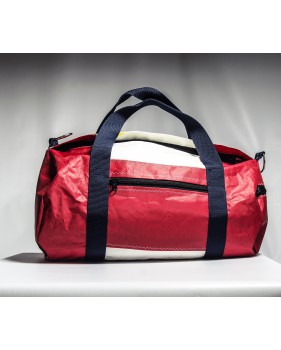 Grand sac de voyage bicolore en voile recyclée 29 x 63 cm