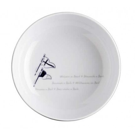 6 bols ou coupelles de service, blanc avec motifs drapeaux - " WELCOME ON BOARD " 6 bols ou coupelles de service, blanc avec motifs drapeaux - " WELCOME ON BOARD "