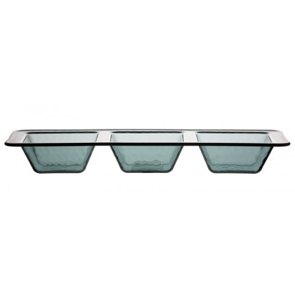 Pack de 2 plats pour apéritifs transparent turquoise Pack de 2 plats pour apéritifs transparent turquoise