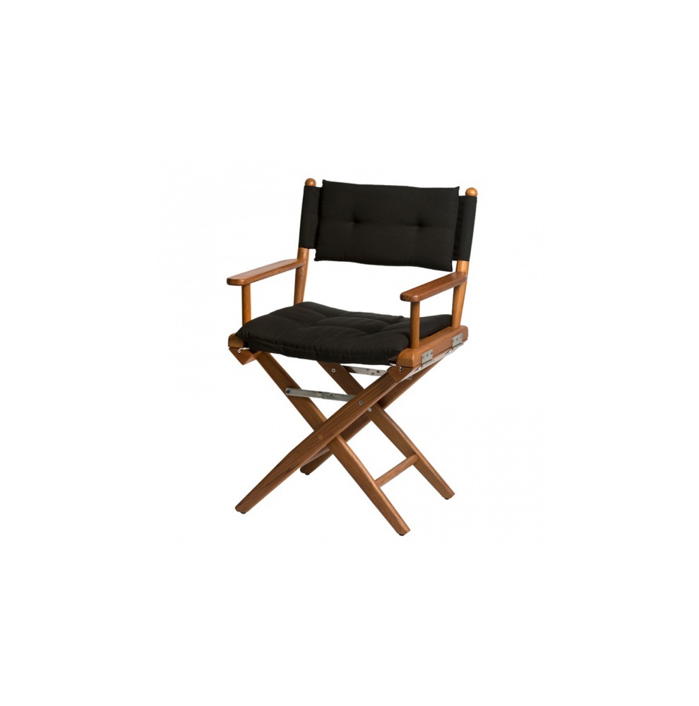 chaise luxe en teck avec assise noire metteur en scene