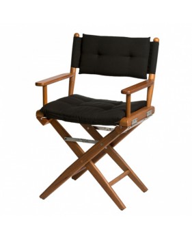 chaise luxe en teck avec assise noire metteur en scene