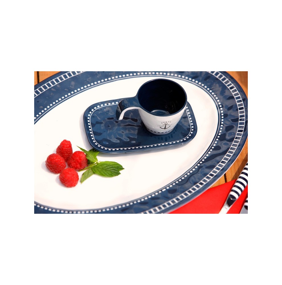 Set apéro ou snacks de 3 coupelles avec plateau bleu marine