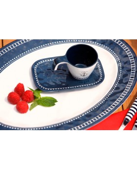 Vaisselle petit-déjeuner bleu marine et ancre