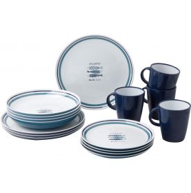 Pack vaisselle en mélamine motif sardines - 16 pièces