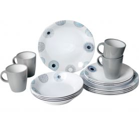 Pack vaisselle en mélamine à motif floral - 16 pièces