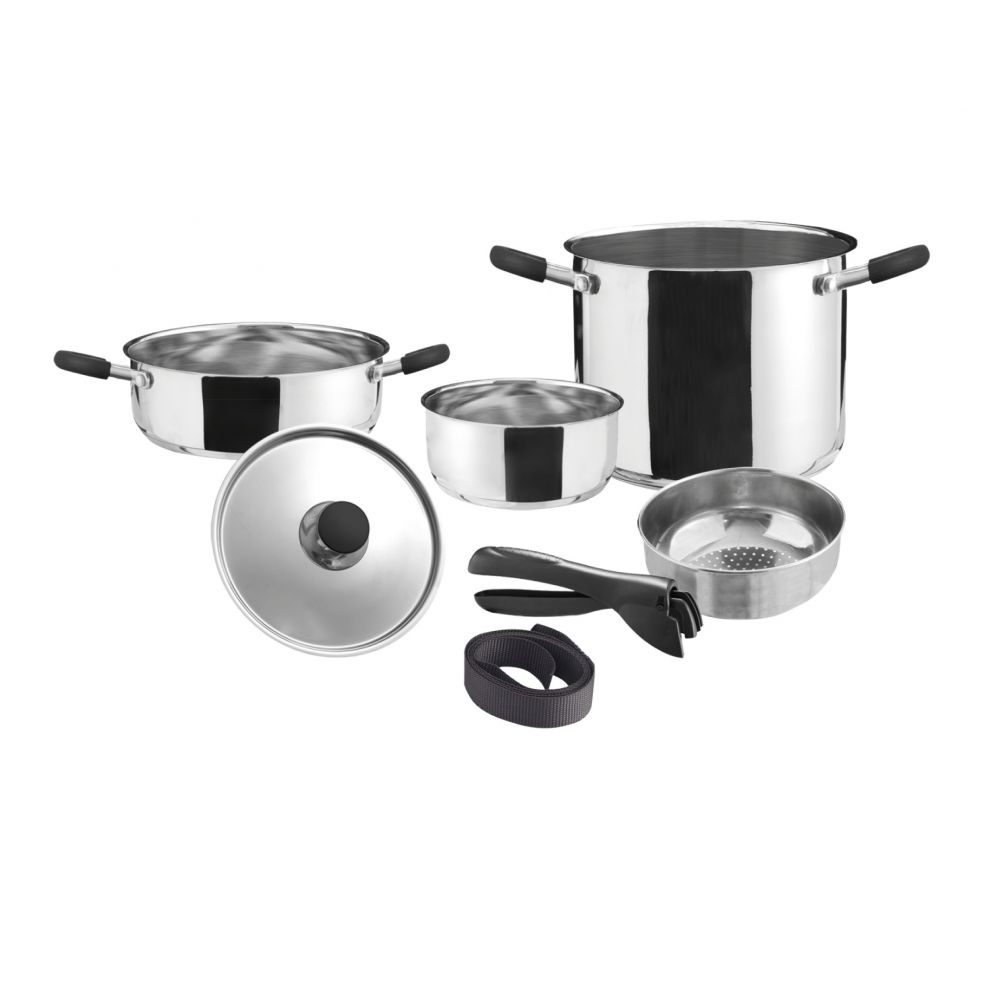 Batterie de cuisine empilable en inox / 6 pièces