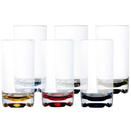Verre haut à jus de fruit en mélamine et base multicolore Verre haut à jus de fruit en mélamine et base multicolore
