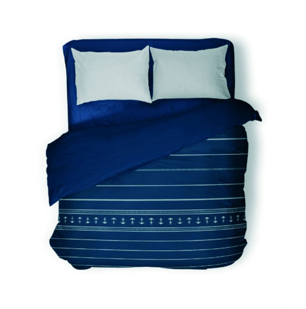 Couette légère double bleue marine à motifs ancres