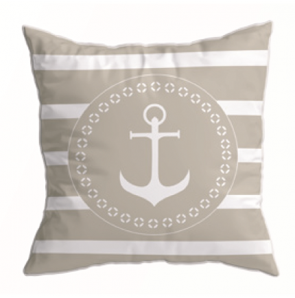 coussin rayés beige et blanc motif ancre waterproof coussin rayés beige et blanc motif ancre waterproof