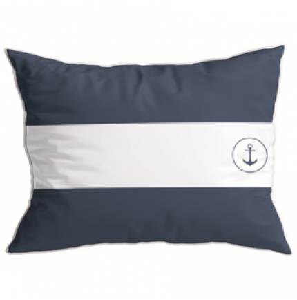 Coussin rectangulaire imperméable à bandes bleues marine et blanche Coussin rectangulaire imperméable à bandes bleues marine et blanche
