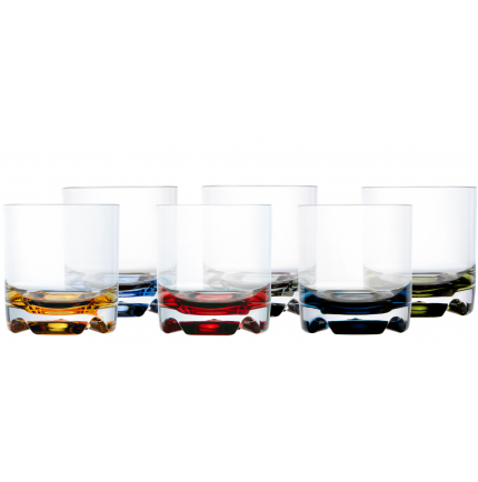 6 verres à whisky ou à eau base colorée en mélamine 6 verres à whisky ou à eau base colorée en mélamine