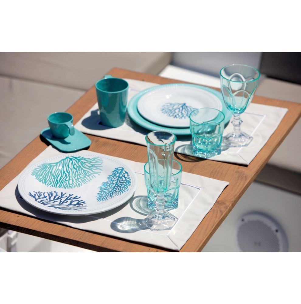 6 assiettes plates Ø 27cm turquoise au contour perlé