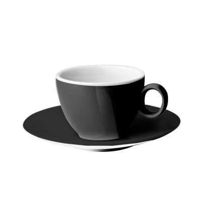 Tasse à café gris anthracite avec soucoupe en mélamine