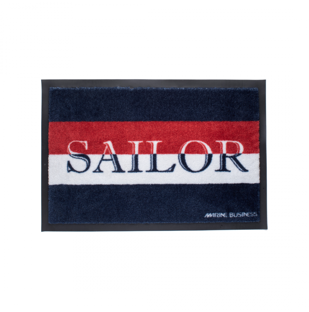 2 paillassons antidérapants rectangulaires Bleus rouges et blanc Sailor
