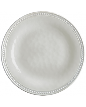 6 assiettes plates beiges avec bordure perlée