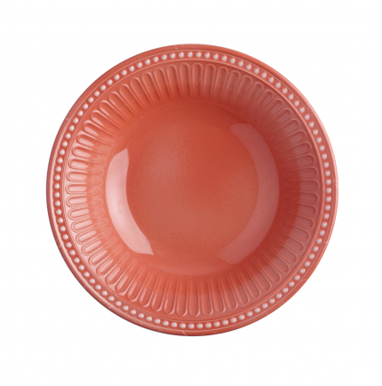 6 assiettes creuses couleur corail bordure cannelée 6 assiettes creuses couleur corail bordure cannelée