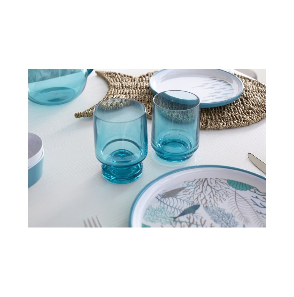 6 superbes verres à pied turquoise incassables