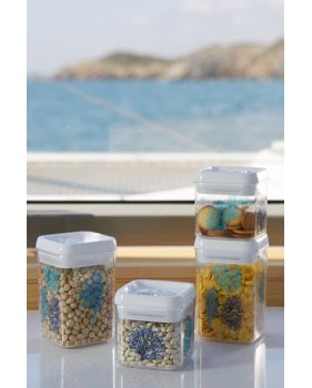 8 boîtes alimentaires hermétiques empilables décor coraux bleus