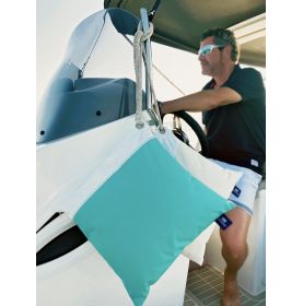 2 coussins 40 x 40 cm beige et blanc traitement anti UV et waterproof - conçu pour le nautisme