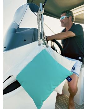 Set 2 coussins 40 x 40 cm munis d'un bout  - waterproof - anti UV - spécial yachting