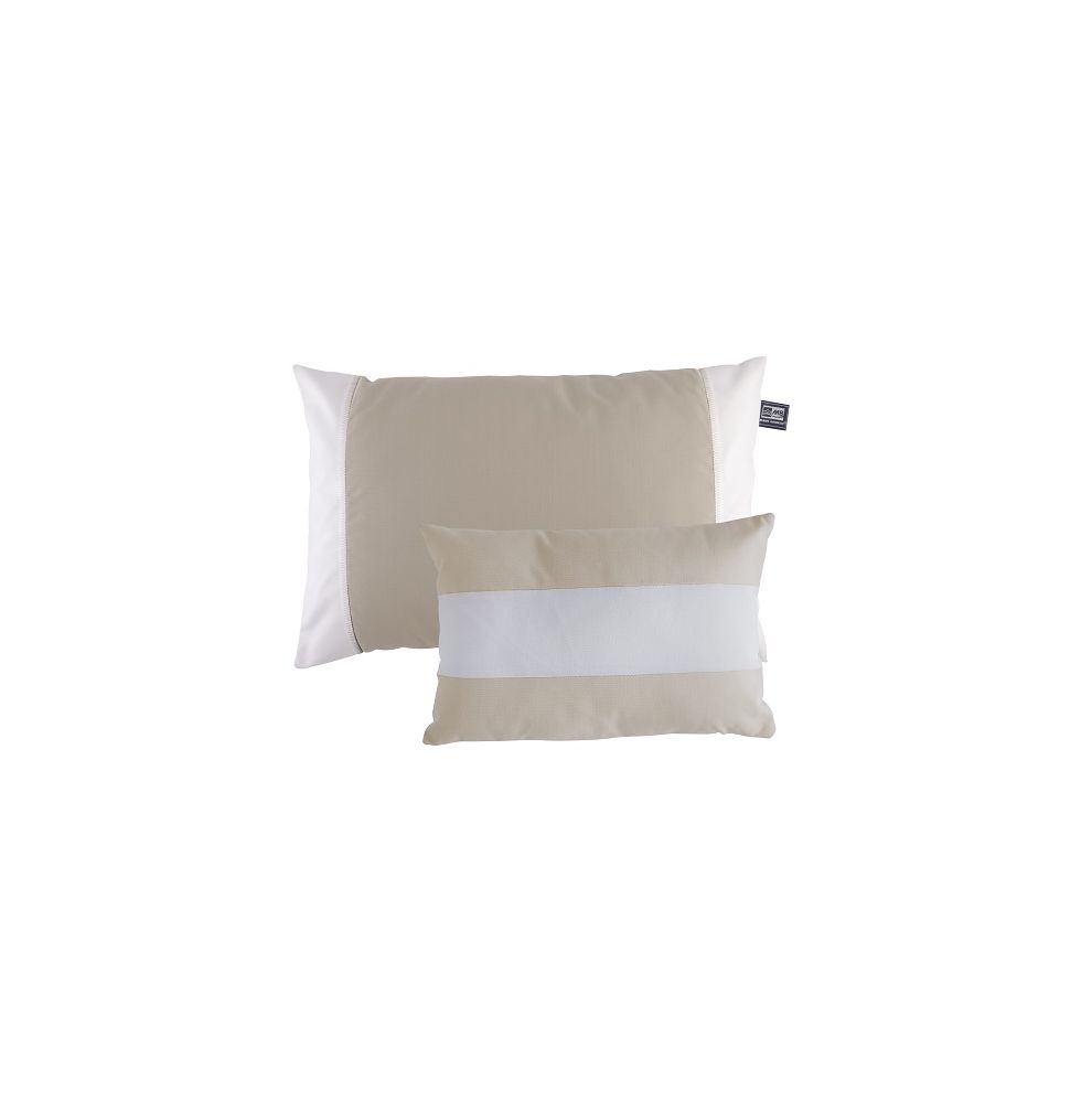 Ensemble de 2 coussins beige et blanc 40x60 et 30x40 cm Waterproof anti-taches resistant aux UV