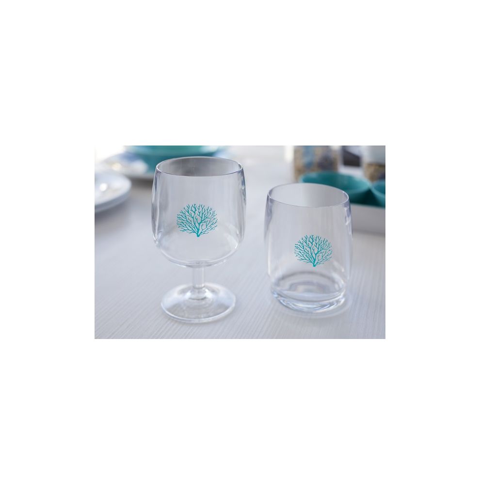 Lot de 6 verres à pied Ecozen incassable motif corail