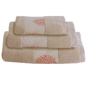 Serviettes de bain 3 tailles beige avec motif