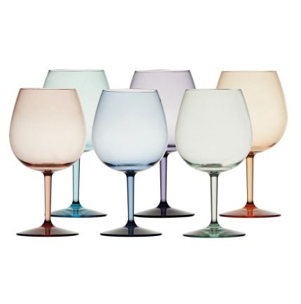 6 verres à pied haut forme Piscine multicolore Ecozen incassables