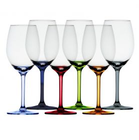 6 verres à vin ou à eau au pied coloré antidérapant et incassable