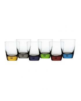 6 verres à eau empilables avec base multicolore antidérapante