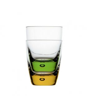 6 verres à eau empilables avec base multicolore antidérapante