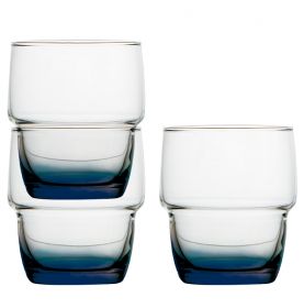 6 verres empilables profilés avec base bleue