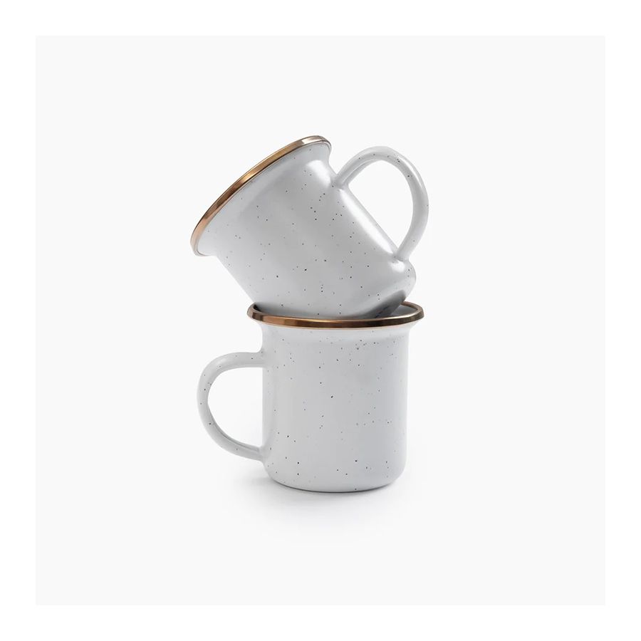 Lot de 2 tasses expresso couleur blanc cassé et mouchetées