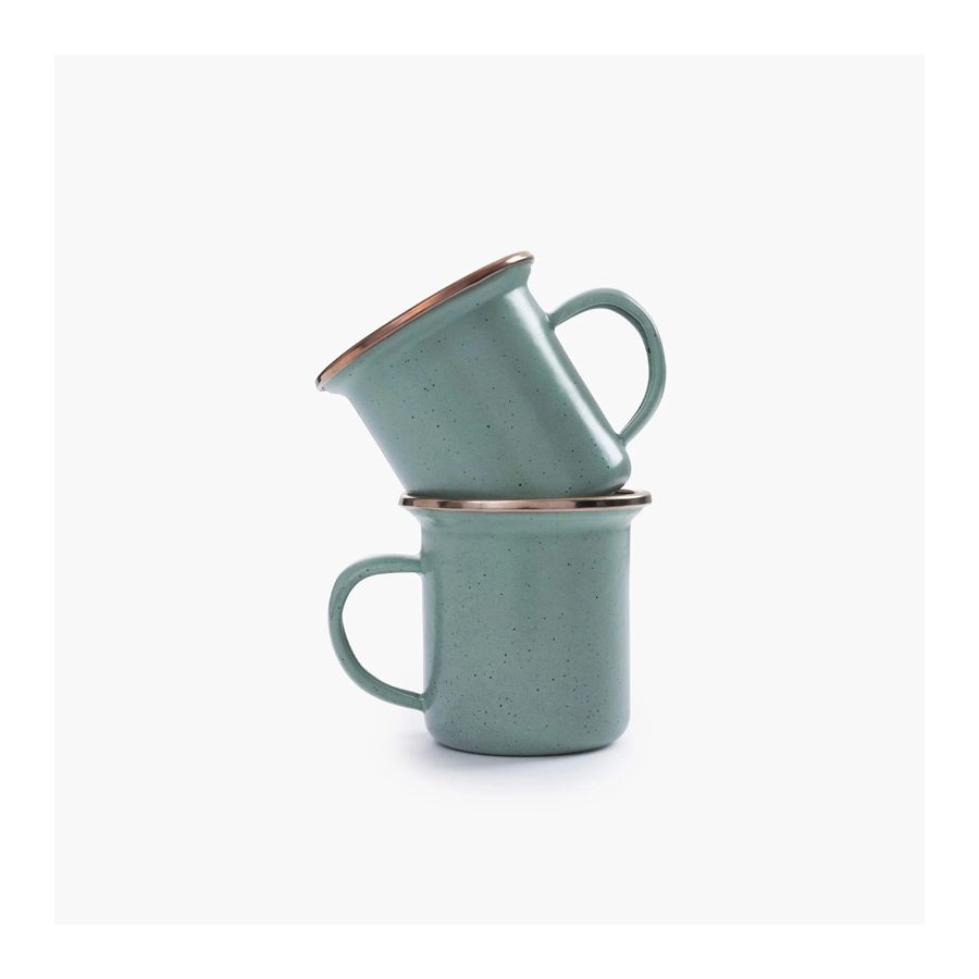 Lot de 2 tasses expresso vert d'eau et mouchetées