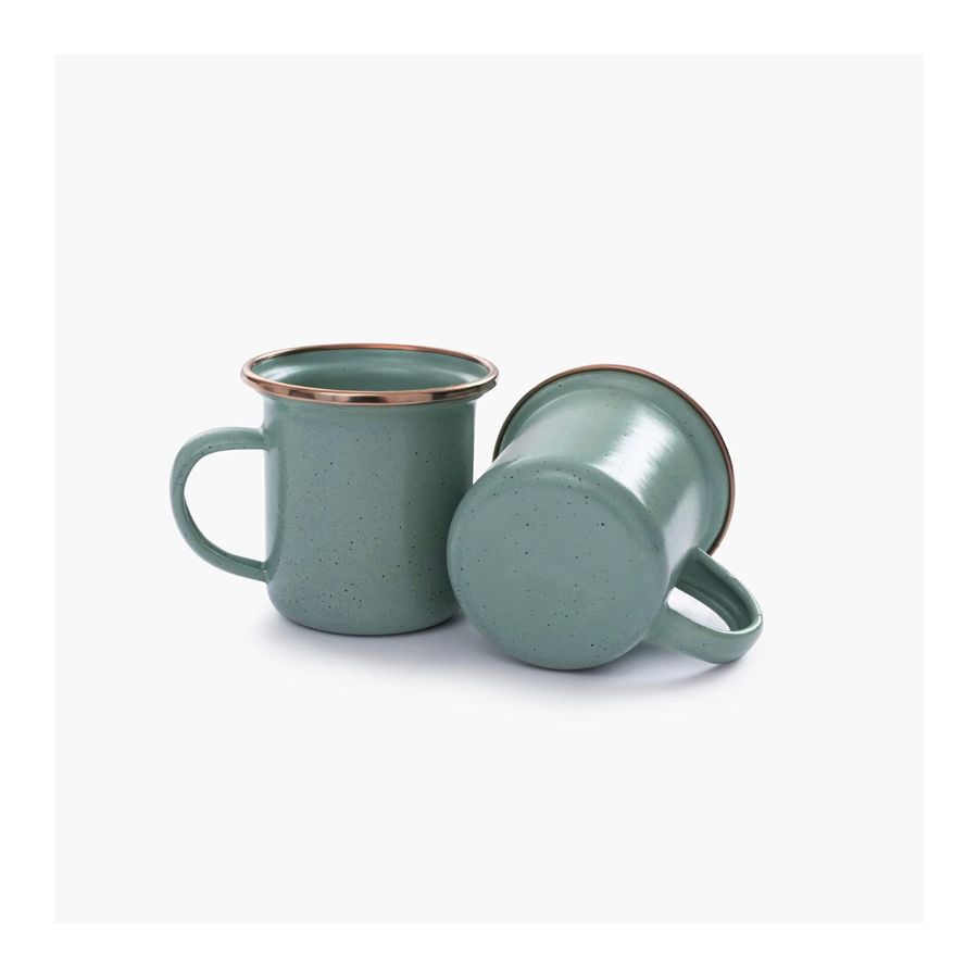 Lot de 2 tasses expresso vert d'eau et mouchetées