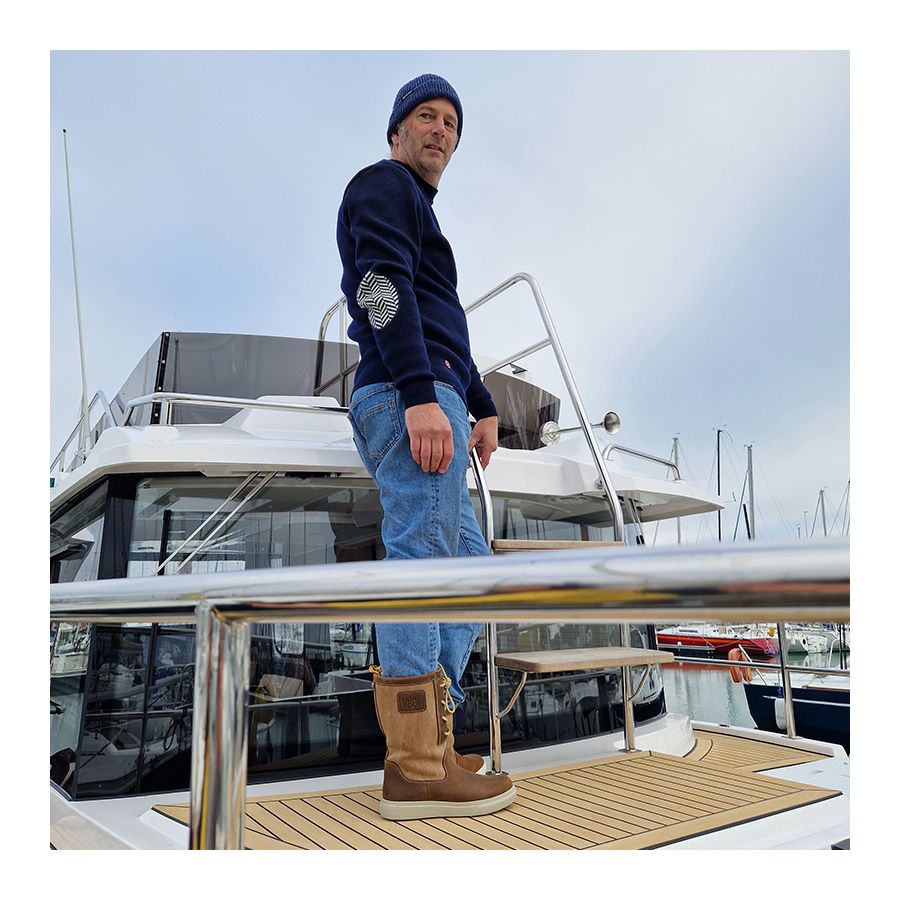 Bottes de navigation hautes marron Boat Boot – Cuir, toile et performance