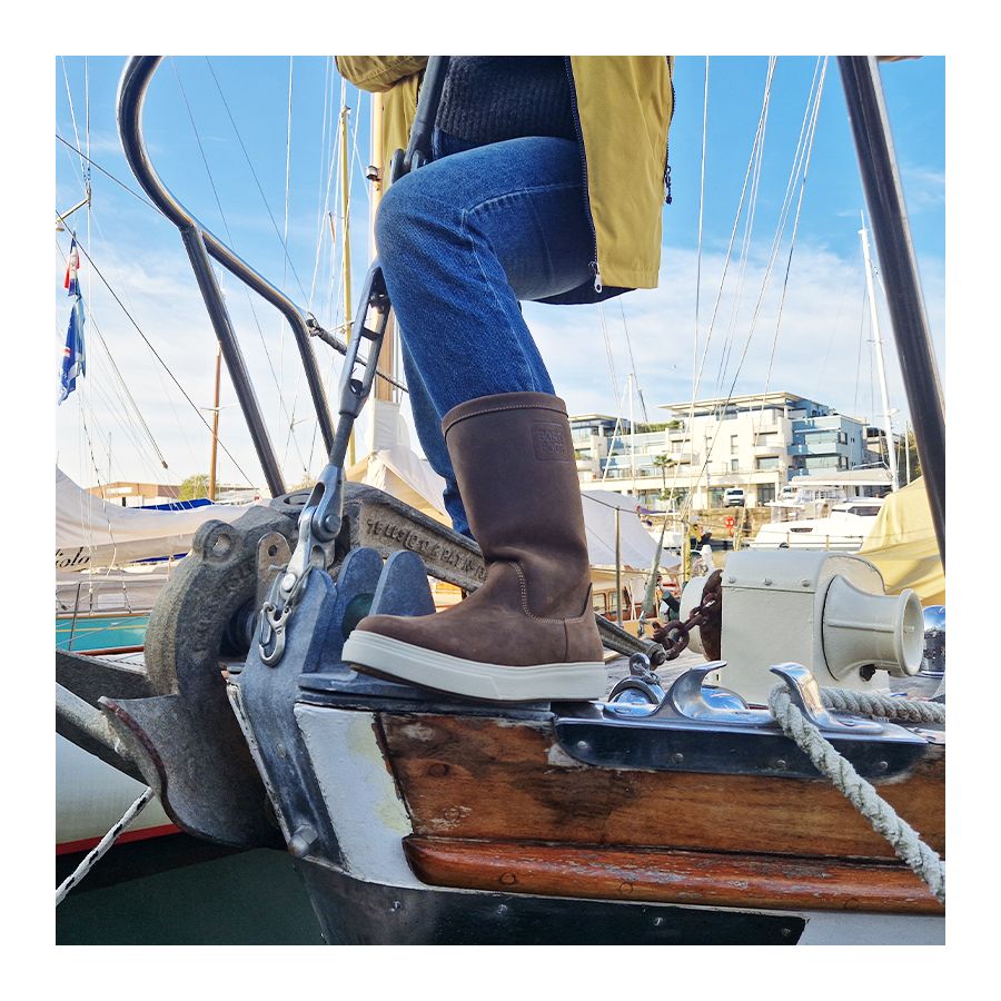 Bottes de navigation hautes marron en cuir