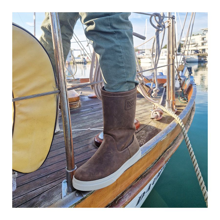 Bottes de navigation hautes marron en cuir